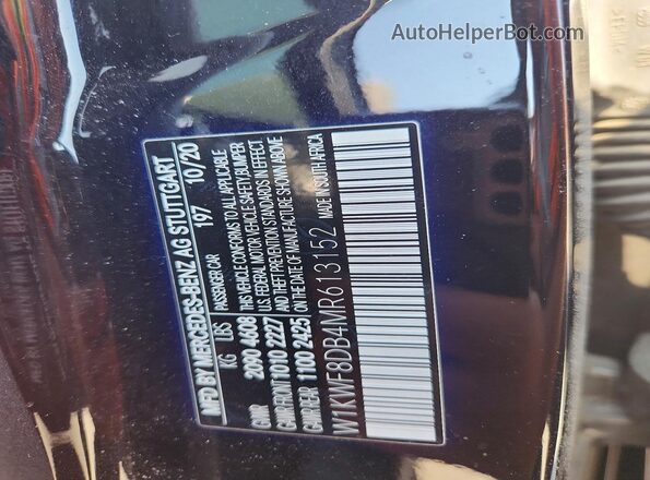 W1KWF8DB4MR613152 2021 MERCEDES-BENZ C Черный 