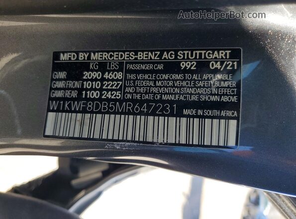 W1KWF8DB5MR647231 2021 MERCEDES-BENZ C Серый Вид подкапотного пространства