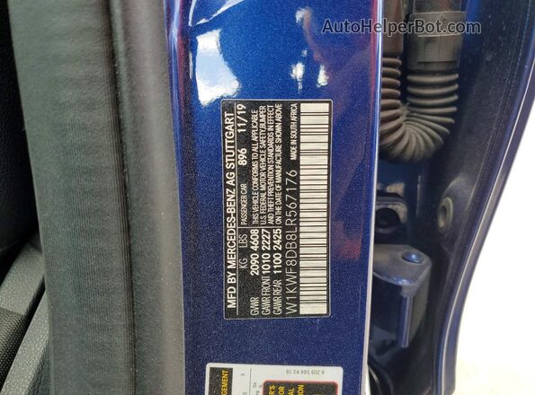 W1KWF8DB8LR567176 2020 MERCEDES-BENZ C Blue VIN sticker view