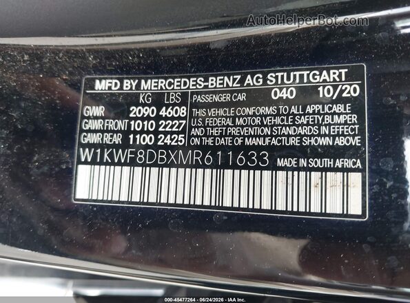 W1KWF8DBXMR611633 2021 MERCEDES-BENZ C-CLASS Черный Вид подкапотного пространства