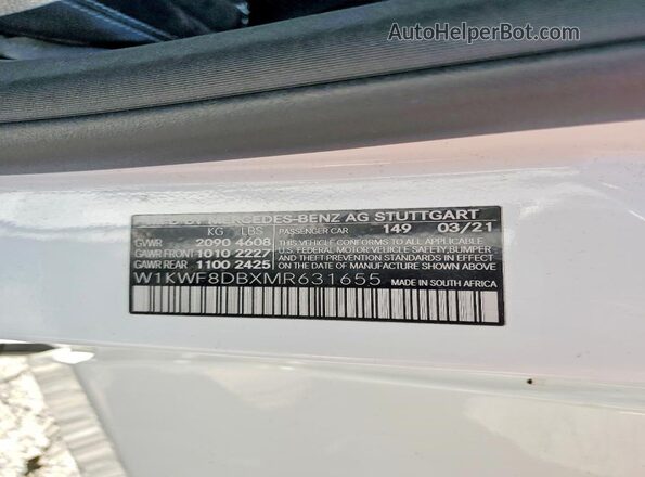 W1KWF8DBXMR631655 2021 MERCEDES-BENZ C Белый Вид подкапотного пространства