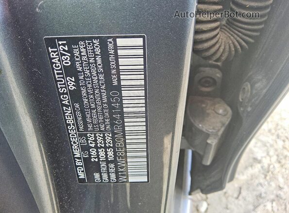 W1KWF8EB0MR641450 2021 MERCEDES-BENZ C Gray VIN კოდის სტიკერის ხედი