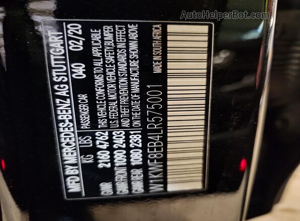 W1KWF8EB4LR575001 2020 MERCEDES-BENZ C Black 