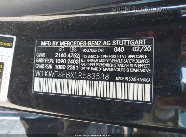 W1KWF8EBXLR583538 2020 MERCEDES-BENZ C-CLASS Черный 