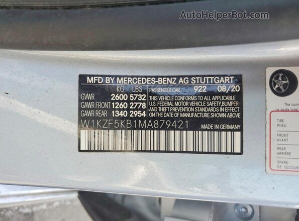 W1KZF5KB1MA879421 2021 MERCEDES-BENZ E Silver Շարժիչի բաժամունքի տեսք