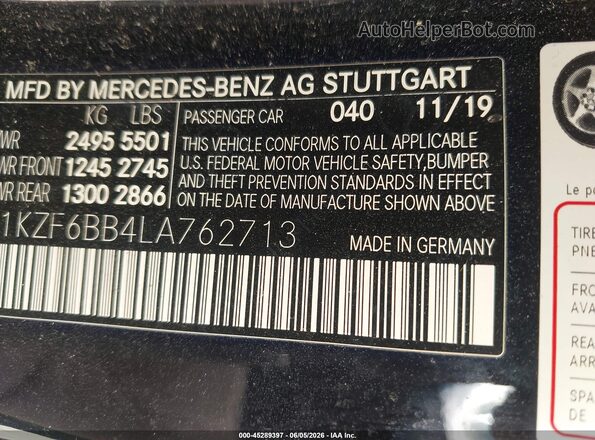 W1KZF6BB4LA762713 2020 MERCEDES-BENZ AMG E 53 Черный 
