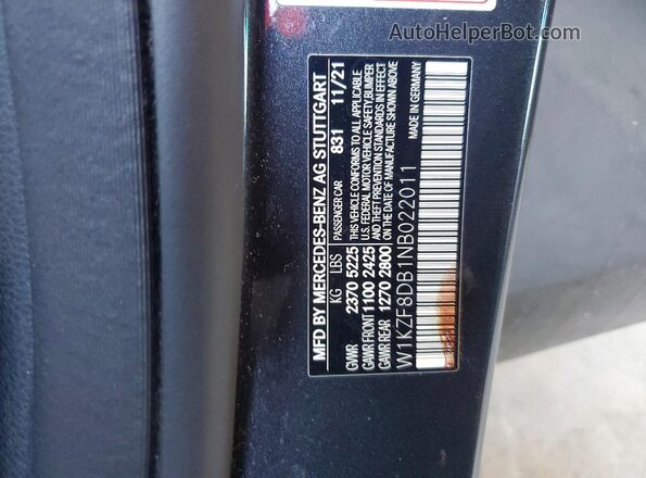 W1KZF8DB1NB022011 2022 MERCEDES-BENZ E Black VIN կոդի պիտակի տեսք