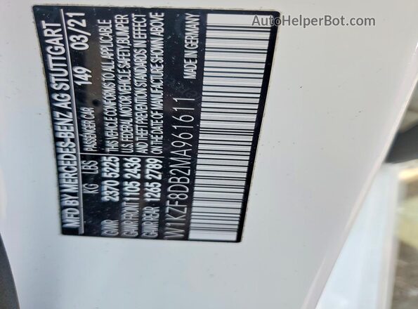 W1KZF8DB2MA961611 2021 MERCEDES-BENZ E White Vista del compartimento del motor