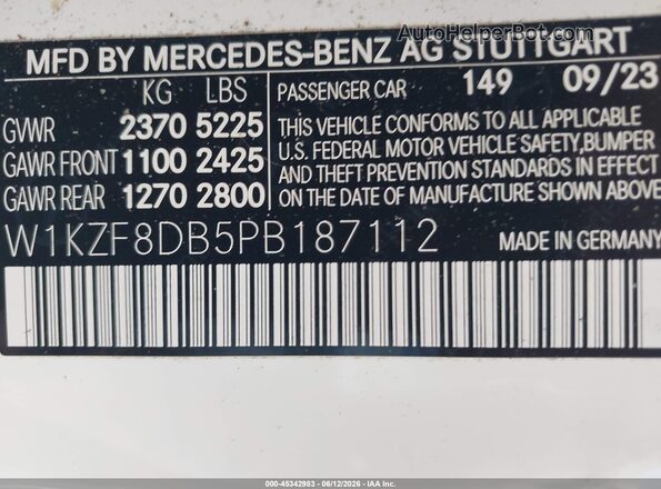 W1KZF8DB5PB187112 2023 MERCEDES-BENZ E-CLASS White Vista del compartimento del motor