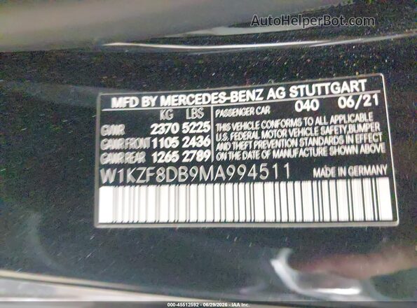 W1KZF8DB9MA994511 2021 MERCEDES-BENZ E-CLASS Black Widok komory silnika