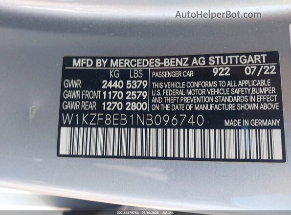 W1KZF8EB1NB096740 2022 MERCEDES-BENZ E-CLASS Silver Widok komory silnika