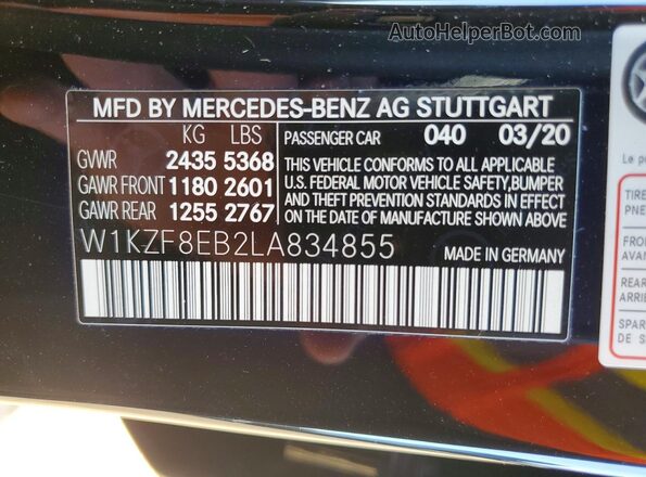 W1KZF8EB2LA834855 2020 MERCEDES-BENZ E Черный Вид подкапотного пространства