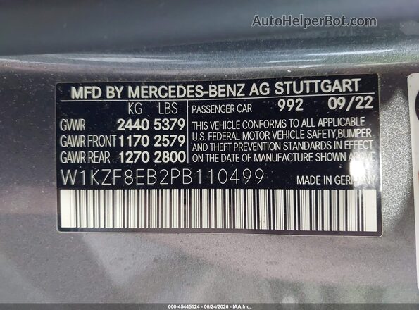 W1KZF8EB2PB110499 2023 MERCEDES-BENZ E-CLASS Gray Вид підкапотного простору