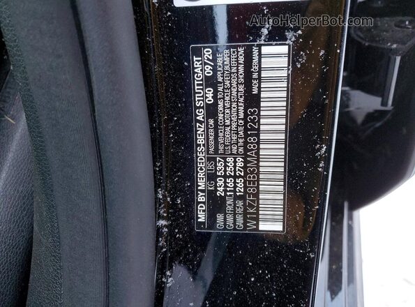 W1KZF8EB3MA881233 2021 MERCEDES-BENZ E Black Widok naklejki z numerem VIN