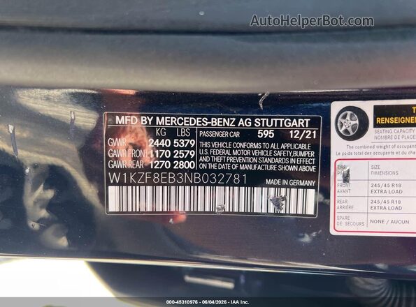 W1KZF8EB3NB032781 2022 MERCEDES-BENZ E-CLASS Dark Blue 