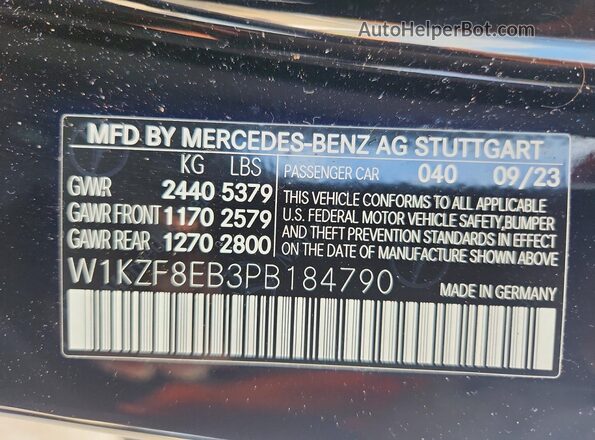 W1KZF8EB3PB184790 2023 MERCEDES-BENZ E Black Շարժիչի բաժամունքի տեսք