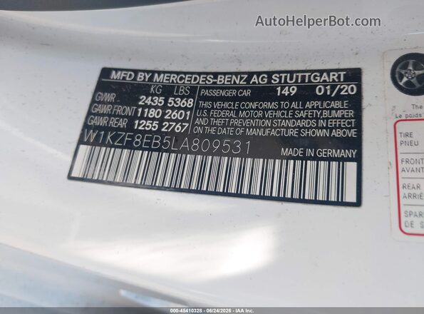 W1KZF8EB5LA809531 2020 MERCEDES-BENZ E-CLASS Белый Вид подкапотного пространства
