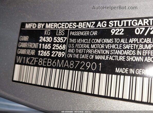 W1KZF8EB6MA872901 2021 MERCEDES-BENZ E-CLASS Silver Engine compartment view