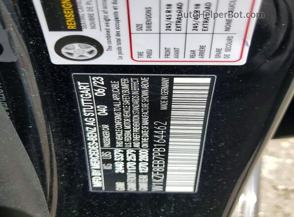 W1KZF8EB7PB164462 2023 MERCEDES-BENZ E Черный Вид наклейки с VIN-кодом