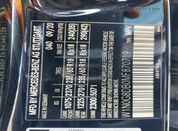 W1N0G8DB0MF870719 2021 MERCEDES-BENZ GLC-CLASS Black VIN sticker view