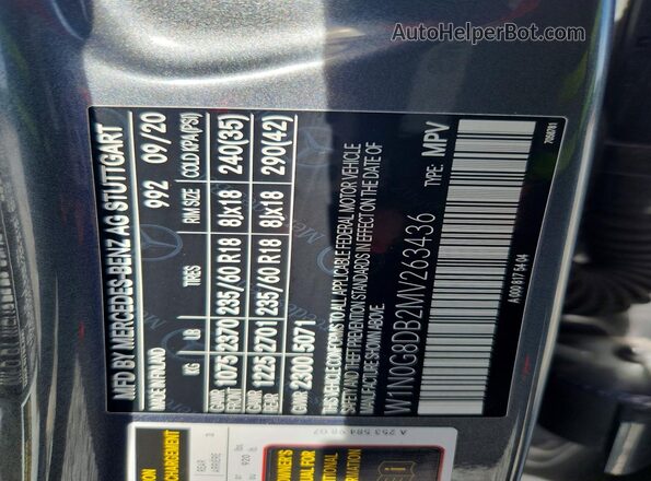 W1N0G8DB2MV263436 2021 MERCEDES-BENZ GLC-CLASS Gray Vista de la etiqueta del VIN