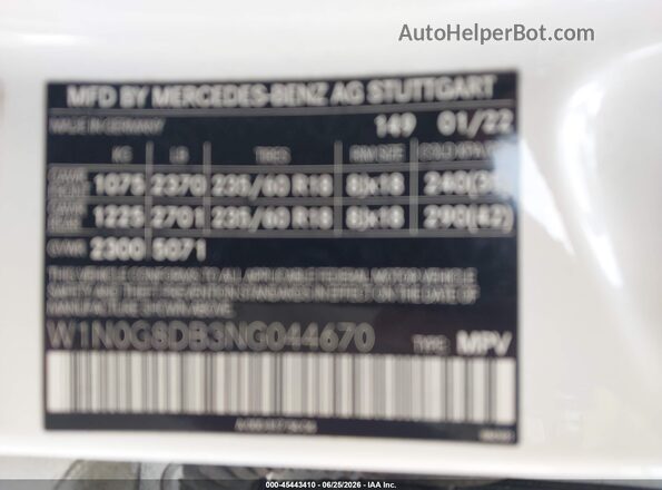 W1N0G8DB3NG044670 2022 MERCEDES-BENZ GLC 300 White Вид підкапотного простору