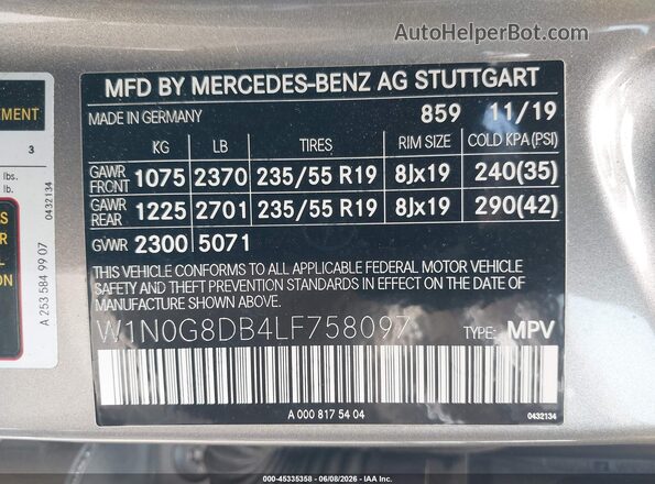 W1N0G8DB4LF758097 2020 MERCEDES-BENZ GLC 300 Gold Вид підкапотного простору