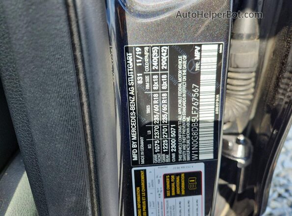 W1N0G8DB5LF767567 2020 MERCEDES-BENZ GLC-CLASS Угольный Вид наклейки с VIN-кодом