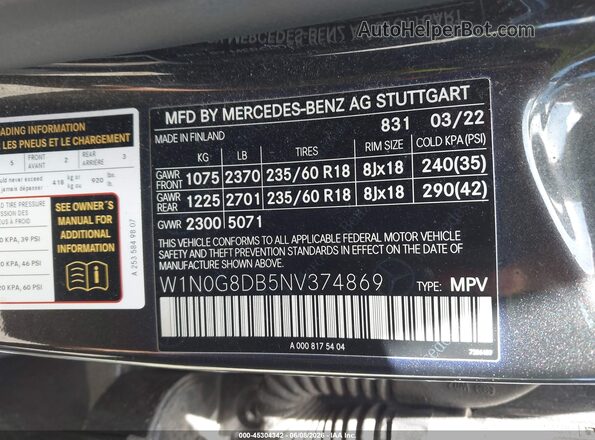 W1N0G8DB5NV374869 2022 MERCEDES-BENZ GLC 300 Gray 