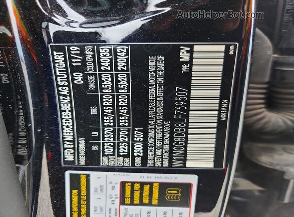 W1N0G8DB8LF769507 2020 MERCEDES-BENZ GLC-CLASS Black Widok naklejki z numerem VIN