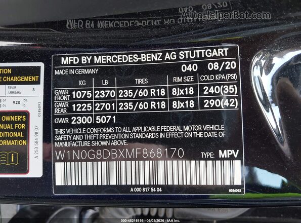 W1N0G8DBXMF868170 2021 MERCEDES-BENZ GLC 300 Black Vista del compartimento del motor