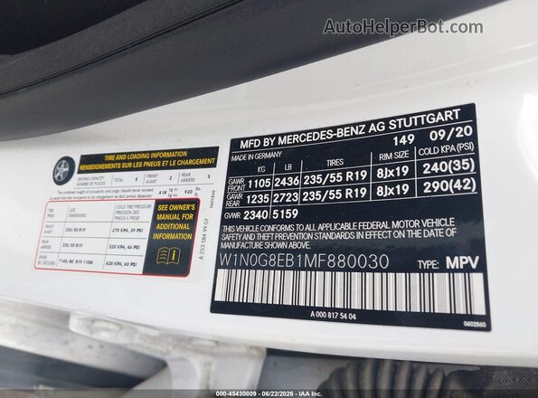 W1N0G8EB1MF880030 2021 MERCEDES-BENZ GLC 300 Белый Вид подкапотного пространства
