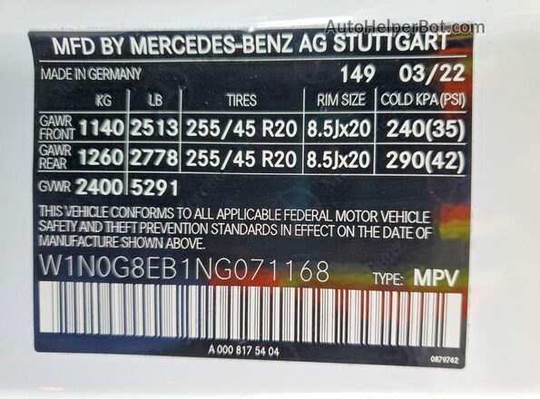 W1N0G8EB1NG071168 2022 MERCEDES-BENZ GLC-CLASS White Շարժիչի բաժամունքի տեսք