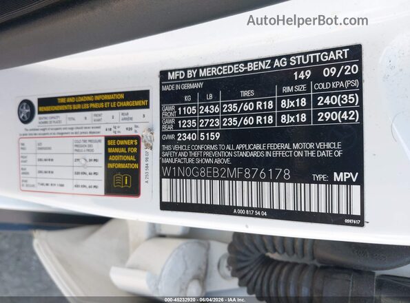 W1N0G8EB2MF876178 2021 MERCEDES-BENZ GLC 300 White Вид підкапотного простору