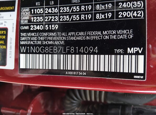 W1N0G8EB7LF814094 2020 MERCEDES-BENZ GLC 300 Red ძრავის განყოფილების ხედი