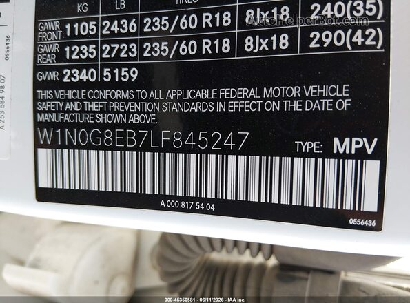 W1N0G8EB7LF845247 2020 MERCEDES-BENZ GLC 300 White Շարժիչի բաժամունքի տեսք