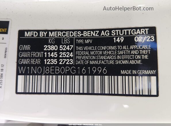 W1N0J8EB0PG161996 2023 MERCEDES-BENZ GLC 300 White Vista del compartimento del motor