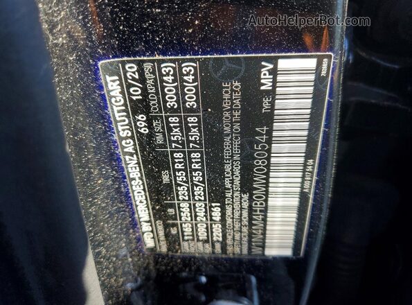 W1N4M4HB0MW080544 2021 MERCEDES-BENZ GLB-CLASS Черный Панорамный вид салона 360°