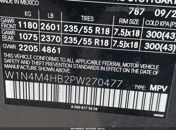 W1N4M4HB2PW270477 2023 MERCEDES-BENZ GLB-CLASS Gray Շարժիչի բաժամունքի տեսք