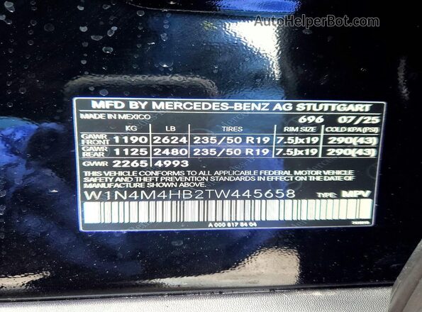 W1N4M4HB2TW445658 2026 MERCEDES-BENZ GLB-CLASS Black VIN կոդի պիտակի տեսք