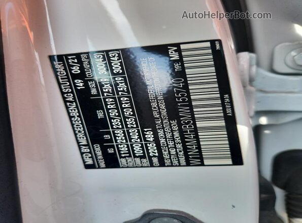 W1N4M4HB3MW155740 2021 MERCEDES-BENZ GLB-CLASS White VIN sticker view