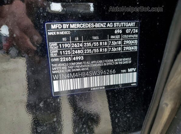W1N4M4HB4SW396266 2025 MERCEDES-BENZ GLB-CLASS Black VIN կոդի պիտակի տեսք
