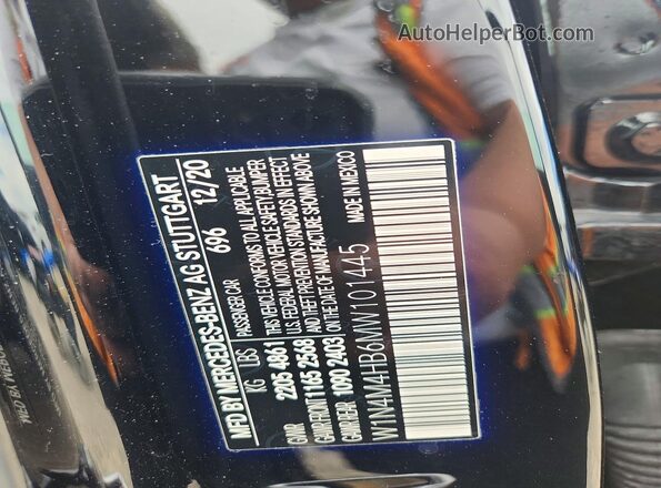W1N4M4HB6MW101445 2021 MERCEDES-BENZ GLB-CLASS Black VIN sticker view