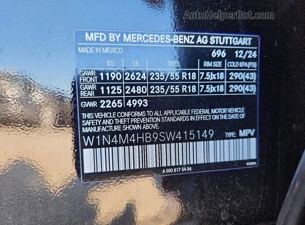 W1N4M4HB9SW415149 2025 MERCEDES-BENZ GLB-CLASS Black 