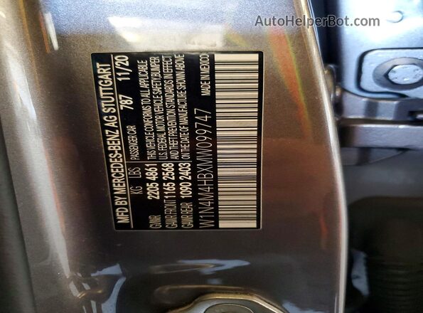 W1N4M4HBXMW099747 2021 MERCEDES-BENZ GLB-CLASS Gray Widok wnętrza 360 stopni