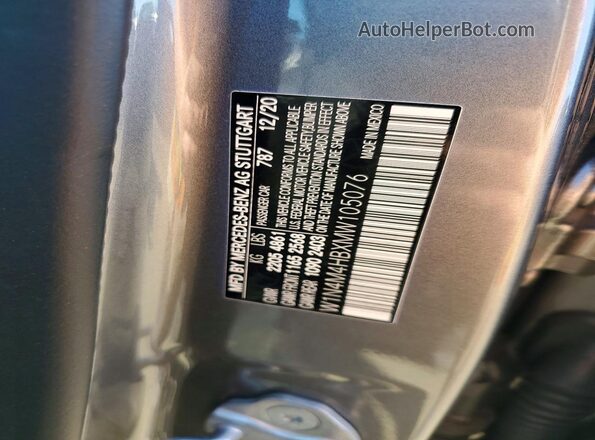 W1N4M4HBXMW105076 2021 MERCEDES-BENZ GLB-CLASS Gray Vista de la etiqueta del VIN