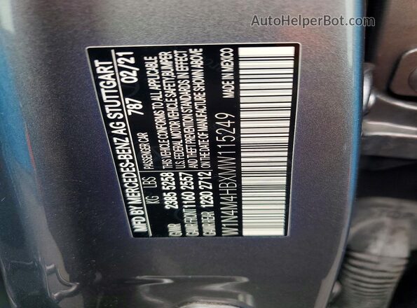 W1N4M4HBXMW115249 2021 MERCEDES-BENZ GLB-CLASS Gray Widok naklejki z numerem VIN