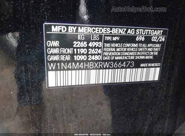 W1N4M4HBXRW366473 2024 MERCEDES-BENZ GLB-CLASS Черный Вид подкапотного пространства