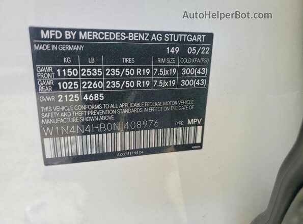 W1N4N4HB0NJ408976 2022 MERCEDES-BENZ GLA White Widok wnętrza 360 stopni