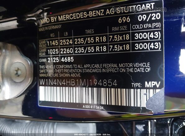 W1N4N4HB1MJ194854 2021 MERCEDES-BENZ GLA 250 Черный Вид подкапотного пространства